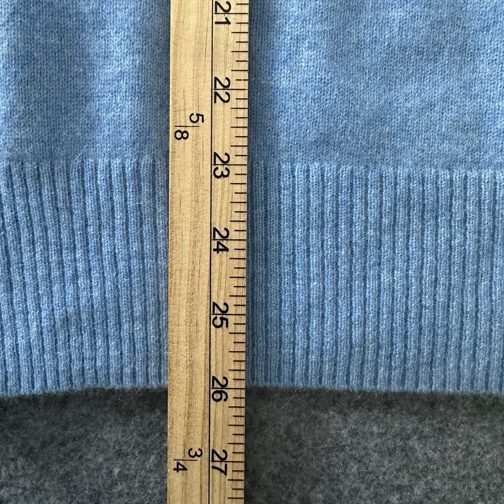 AQUA 100% Cashmere V-Neck Sweater L Blue Soft Girl Old Money Preppy Coastal - Picture 7 of 9